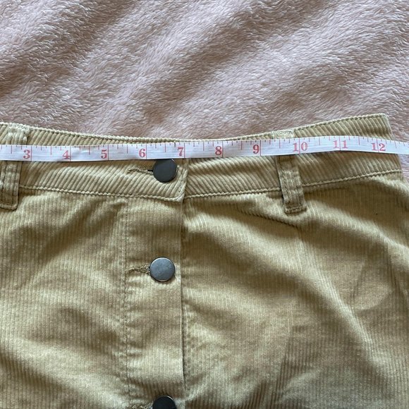 Light Brown/Cream Corduroy Button Skirt - Picture 3 of 4